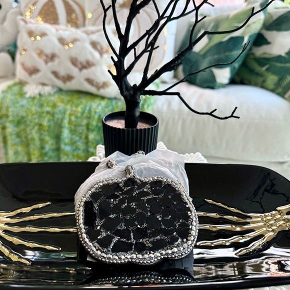 NWT! Elegant Beaded Mosaic & Sparkly Pumpkin Coasters - Picture 1 of 4
